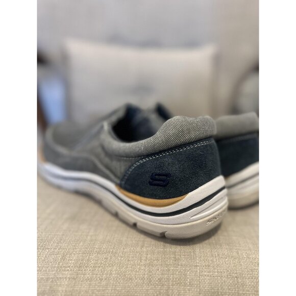 Skechers Shoes Mens Size 13 Gray Blue Relaxed Fit Memory Foam Slip On Comfort - Picture 7 of 9